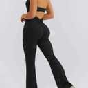 Relety Womens Flare Jumpsuits One Piece Halter Neck Twist Back Sleeveless Butt Scrunch Workout Romper Yoga Bodycon Unitard (Black) Large