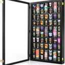 Shot Glass Display Case, 61 Slots Shot Glass glass display cabinet Holder Lockable Wall Mounted Shadow Box with UV Protection Acrylic Glass Shot Glass Door Storage Case for Multiple Shot Glasses