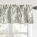 Driftaway Tree Branch Linen Lined Valance Double Layer Thermal Insulated Room Darkening Blackout Valances 3 Inch Rod Pocket Short Window Valance for Living Room Bathroom 52 Inch by 14 Inch Loden Green