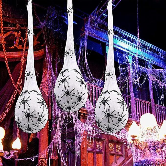 3-Piece Led Light-Up Spider Egg Sac, Spider Halloween Decorations, Sacks Props for Party & Outdoor Decor