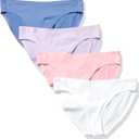 Amazon Essentials Women's Seamless Bonded Stretch Bikini Brief Underwear, Pack of 4