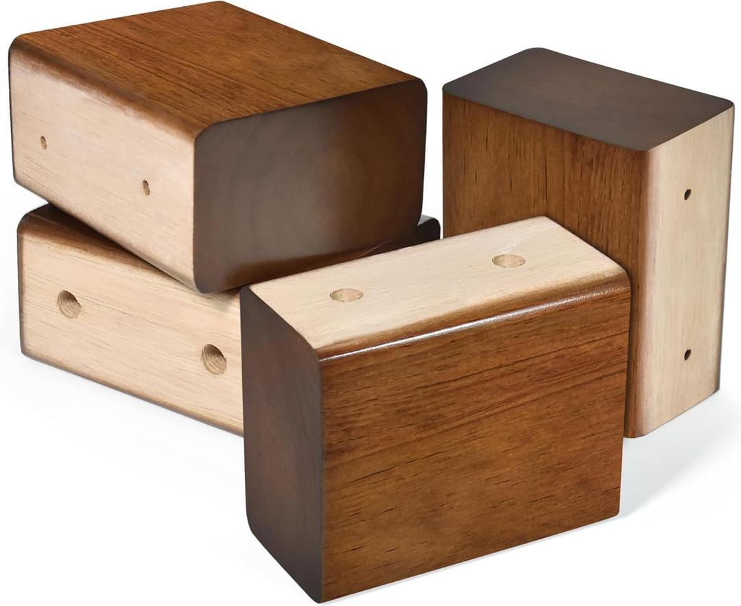 Wood Bed Risers (Brown, 4 inch)
