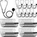 Leitee 50 Pcs Kids Stethoscope Real Working Stethoscope for School Role Play Doctor Nurse Cosplay Accessory (Black)