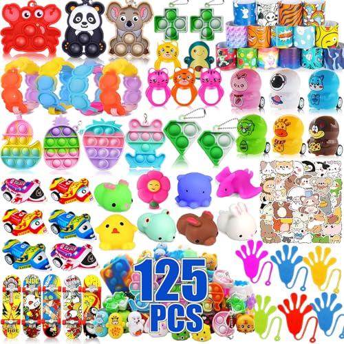 125 Pcs Prizes Treasure Box Toys for Classroom,Easter Basket Egg Fillers Party Favors for Kids, Prize Box Toys for Kids Classroom, Pinata Filler, Goodie Bags Stuffers, Treasure Chest Carnival Prizes
