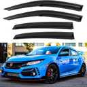 Window Visors Rain Guards Shield for 2016-2021 Honda Civic Hatchback, Out-Channel Window Vent Wind Deflectors Visors Shades for 16-21 Civic (Not for Sedan