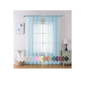 Aiyufeng 2 Pack: Basic Sky Blue Sheer Curtain Drapes 84 Inch Length 2 Panels for Living Room, Light Filtering Voile Drapes for Bedroom, Patio, Sliding Door, Each 40" W x 84" L