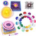 Ayasee Weaving Loom Kit, Flower Knitting Loom Kit, Frame Looms, Knitting Wool, Round/Square Knitting Looms Craft Kit Multi Color (Flower Maker + Yarn)