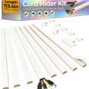 113.4in Cord Hider Kit, Cord Covers for 2-4 Wires on Wall, Self-Adhesive Cable Hider Wire Covers for Cords on Wall, Paintable Cord Hider for Walls Mount Tv, Cable Cover Raceway, W0.95 H0.55in, Beige