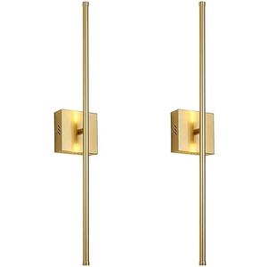 KARTOOSH Modern Wall Sconces Set of Two, Dimmable Hardwired Wall Sconces, 350° Rotate, LED Matte Gold Wall Light Fixtures, 3000K Warm Light for Bathroom, Living Room,27.8 Inch