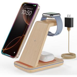 3 in 1 Wireless Charging, Wireless Charger Stand for Multiple Apple Devices, Wireless Charger for iPhone 17 16 15 14 13 12 11 Pro Max XS XR 8, Apple Watch 11 9 8 7 6 SE 5 4 3 2, AirPods 3/2/Pro
