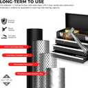 3 Drawer Metal Tool Box, Portable Metal Tool Box with EVC Liners and Latches Closure, Heavy Duty Steel Tool Chest with Ball Bearing Opening and Powder Coated Finish, Black