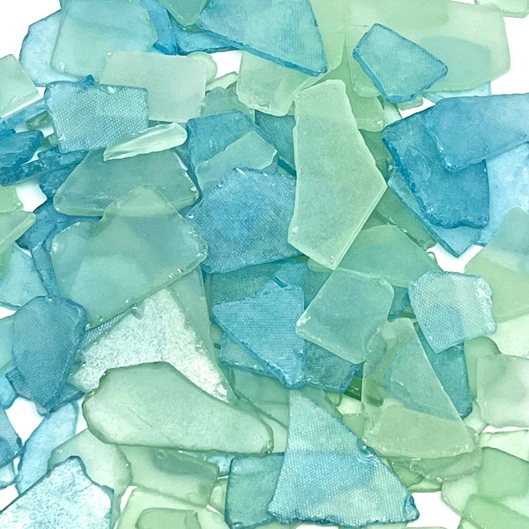 Tumbler Home Sea Glass for Crafts, Decor & Vase Filler, 25oz Frosted Aqua & Mint Seaglass Pieces, Recycled Beach Glass in Bulk and Smooth Seaglass for DIY Art, Coastal Decor, and Jewelry Making