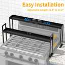 Spice Rack Shelf for Kitchen Stove, Adjustable 27 to 33 Inch Spice Rack Organizer, 4 Level Adjustable Height Stove Top Shelf for Kitchen, Over the Stove Shelf for Curved Stove, Black