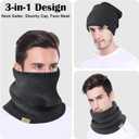 HYUET Winter Neck Gaiter Men, Fleece Neck Warmer Windproof Face Scarf Mask Face Cover Neck Cover for Men Women Ski (2pcs-wine+dark Grey)