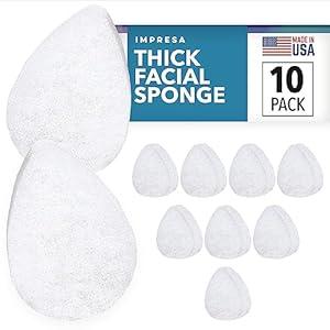 Facial Exfoliating Pads - Extra Thick White Pad Face Sponge - Deep Cleansing & Daily Exfoliation - 10 Pack for Normal to Oily Skin - Face Scrubber Facial Scrub Pads - Reusable & Made in USA