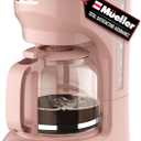MELLERHOME 12-Cup Pink Coffee Maker - Borosilicate Carafe, Auto-Off, Pink Accessories, Reusable Filter, Anti-Drip, Kitchen Appliances, Keep-Warm Function, Kitchen Dcor (Pink)
