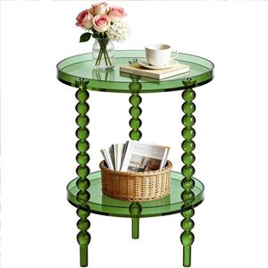 solaround Acrylic Side Table, Round End Table, Clear Bedside Table Nighstand for Living Room Bedroom (Green, Small, Acrylic)