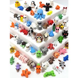 60Pcs Random 3D Printed Animals,Mystery Pack Articulated Figurines Fidget Toy,Gifts for Kids Graduation Rewards,Easter Egg Stuffers,Christmas Birthday Gifts