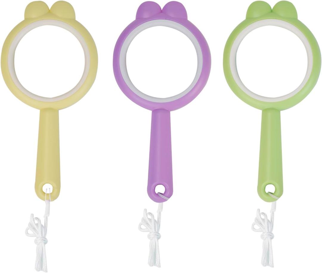 Magnifying Glass Hand Lens Handheld Mini Kids Magnifying Glass Plastic Magnifier for Class Learning Reading Outdoor Observation Party Favors (3 Pieces) 