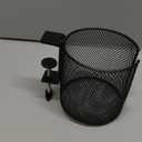 Large Desk Cup Holder, Fully Covered Anti-Spill Clip on Table Cup Holder, Office Gaming PC Desk Accessories, can Hold Universal Cup, Bottles, Mugs, Cans, Tumblers, 3.95" Inner Diameter(1 Pack Black)