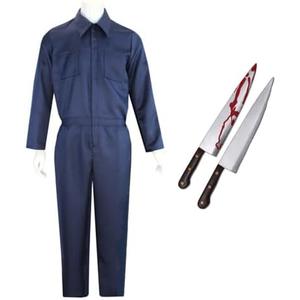 Adult Mens Killer Cosplay Costumes Blue Jumpsuit Coveralls Uniform Halloween Party Outfit Suit L