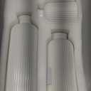 Large Modern Ceramic Vase Set, White Ribbed Matte Design, 10 Inch Tall, 4 Inch Width, 3-Piece Decorative Vases for Home, Living Room, Office (XL Matte Glaze White)