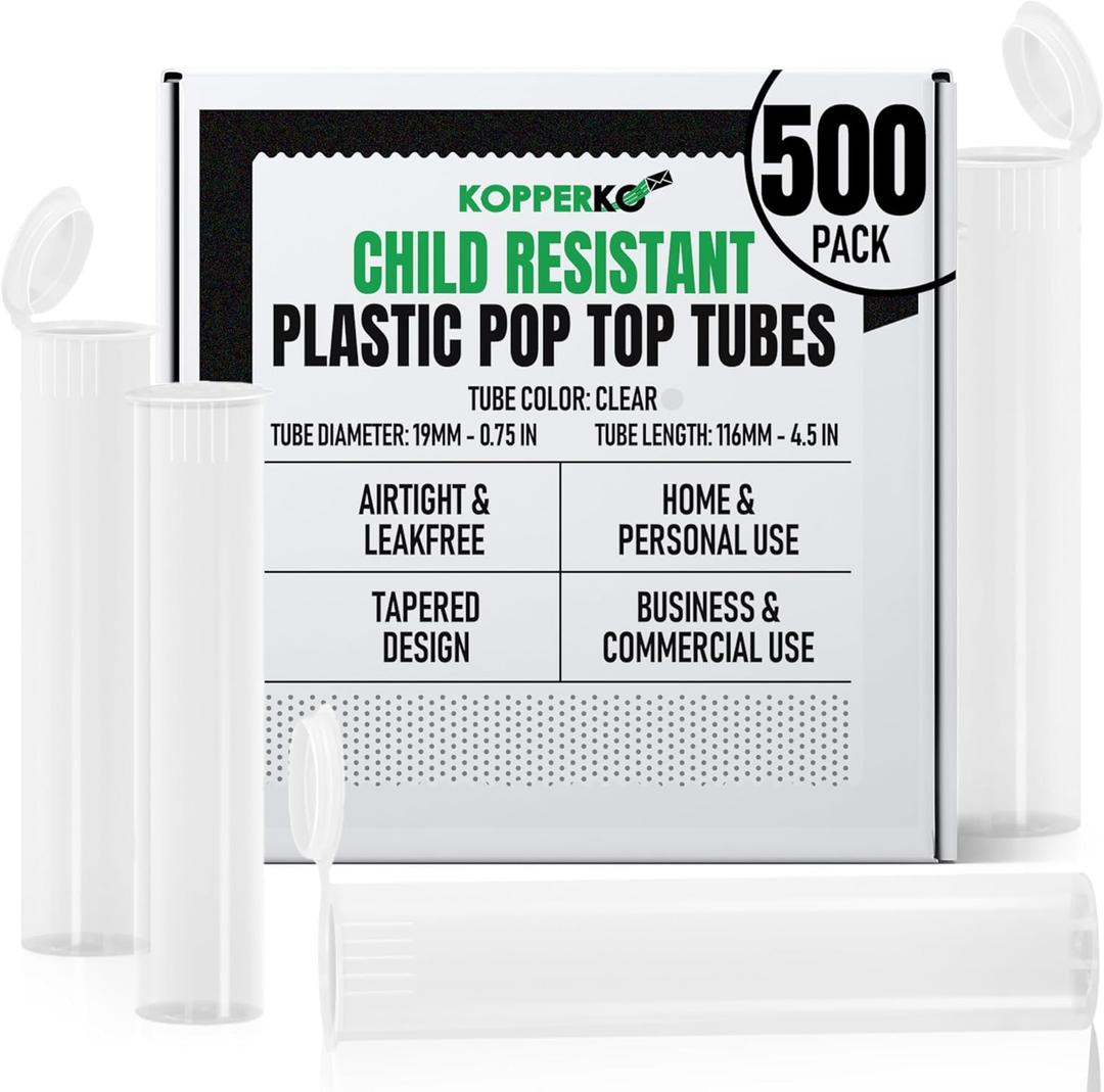 Plastic Pill Bottles (116mm, 4.6 Inch 500-Pack) | Child Resistant Pill Tubes for Travel | Small Medicine Tube for Spices | Airtight, UV Resistant & Waterproof (Clear Plastic)