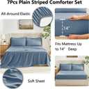 CozyLux Oversized Queen Comforter Sets Dusty Blue, 7 Pieces Bed in a Bag, Ultra-Soft All Season Bedding Sets with Stitch Quilted Comforter, Flat Sheet, Fitted Sheet, Pillowcases, Grayish Blue