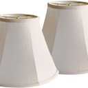 Bell Lamp Shades Set of 2, 6.7" x 13" x 9.5" Replacement Lampshades for Table & Floor Lamp, Natural Linen Hand Crafted Lamp Shades for Bedroom, Living Room (Bamboo White, Meduim Bell-2Pack)