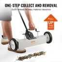 VEVOR 45Lbs Rolling Magnetic Sweeper with Wheels, 18-inch Large Magnet Pickup Lawn Sweeper, Push-Type Magnetic Pick Up Sweeper, Magnet with Telescoping Handle, Easy Cleanup of Workshop Yard Garage