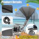 DaisyInner 1 Pcs Beach Chair Umbrella Canopy Extra Large Foldable Chair Sun Shade with Adjustable Clamp for Beach Camping Fishing Lounge Outdoor (Grey)