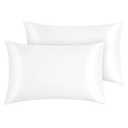 EXQ Home Silky Satin Pillowcase for Hair and Skin, Pillow Cases Standard Size Set of 2 Satin Pillow Case 2 Pack with Envelope Closure White (Standard)