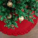 Mr. Pen Christmas Tree Skirt - 48 Inch, Red Knitted Xmas Skirt