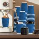 SIUQ 90 Pack 12 oz Disposable Coffee Cups with Lids and Straws, Insulated Ripple Wall To Go Paper Coffee Cups for Coffee, Hot Chocolate and Hot Tea Drinks - Navy (EXP 10/08/26)