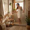 Bamboo Corner Shower Caddy Stand 3-Tier, Standing Shower Organizer with Anti-Slip Feet, Waterproof & Durable Bathroom Shower Shelf, Space-Saving Design Storage for Kitchen or Living Room