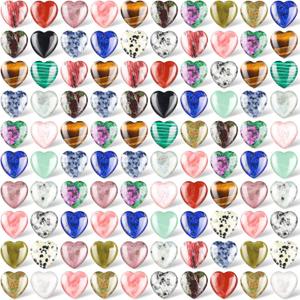 Nuenen 108 Pcs Heart Stones Worry Stones Bulk 0.8 Inch Mothers Day Gift Heart Shaped Rocks Natural Crystal Rocks Carved Pocket Healing Gemstone for Mom Love Wedding Decor Elegant Style)