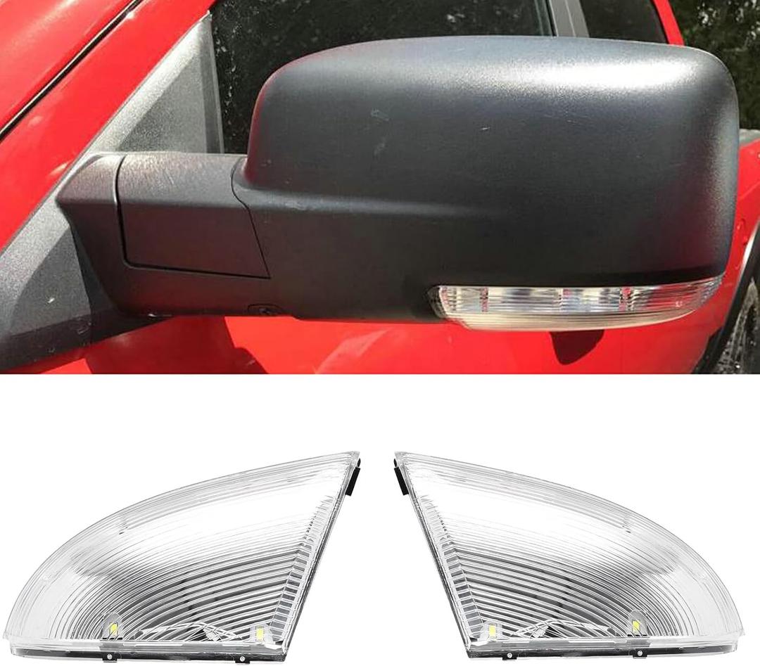 Front Mirror Turn Signal Puddle Light for Dodge Ram 1500 2009-2018, for Ram 2500 3500 2010-2018, Side Marker LED Light Lamp Assembly for Ram Replace 68064949AA/48AA (Left + Right Side)