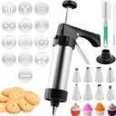 Stainless Steel Cookie Press Gun  13 Discs & 8 Piping Tips for Baking & Decorating | Ideal for DIY Spritz Cookies, Cakes & Desserts  Perfect for Home Bakers & Dessert Lovers