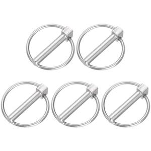 uxcell 5Pcs 5/16" x 1-3/4" Linch Pin with Ring, Stainless Steel Round Linch Pins for Boat Kayak Canoe, Trailer Trolley Trucks Mower, Silver