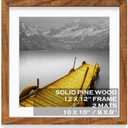 12x12 Picture Frames Solid Wood Display Pictures 10x10 or 8x8 with Mat or 12x12 without Mat - 12x12 Inch Square Photo Frames with 2 Mats for Wall or Tabletop Mount, 1 Pack