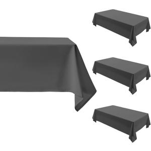 4 Pack Grey Rectangle Tablecloth - 60 x 84 Inch, Waterproof & Wrinkle Resistant Polyester Table Cover for Dining, Buffet, Parties & Camping