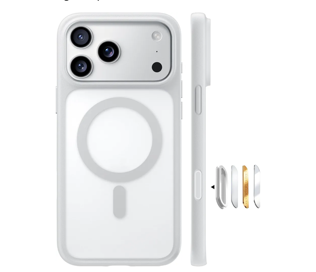 TORRAS Magnetic Shockproof for iPhone 17 Pro Case, Camera Control, Compatible with MagSafe, MilitaryGrade Protection, Stronger Slim Translucent Phone Case for iPhone 17 Pro, Silver White