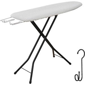 Ironing Board with Iron Rest, Iron Board with 3 Layers Extra Thick Cover, Compact and Space Saver Foldable Ironing Board, Adjustable Height, Easy Storage with Smart Hanger and Lightweight Design
