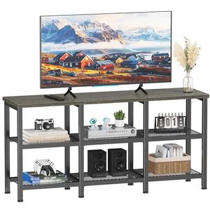 Furologee TV Stand, 43 Inch Entertainment Center with 3-Tier Storage Shelves, Industrial Media Console Table for TVs up to 50 Inch, Television Stands for Living Room, Bedroom, Light Black Oak