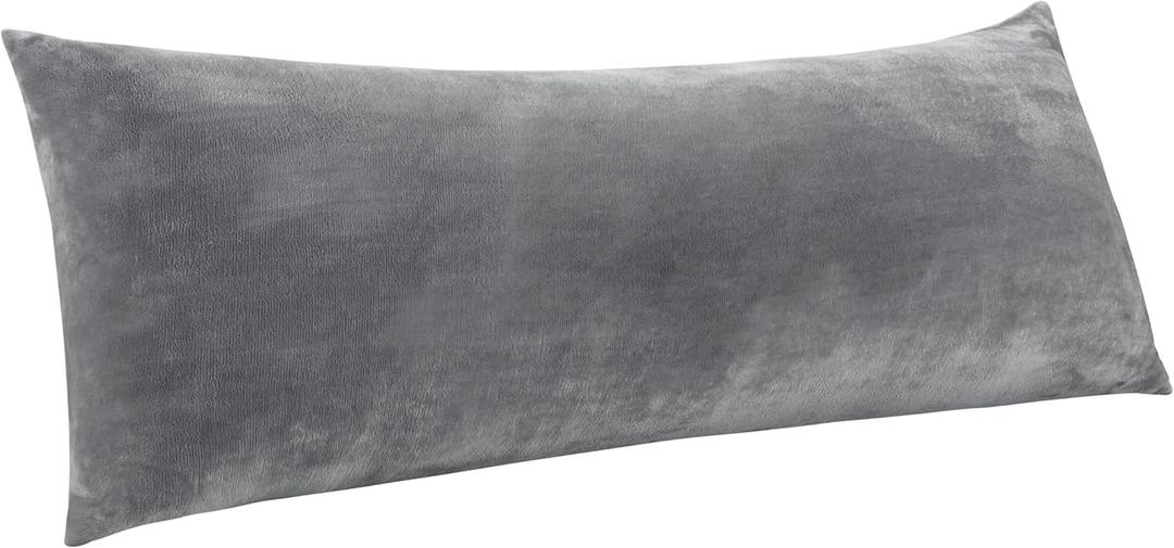 BEDELITE Body Pillow Cover with Zipper Closure, Super Soft and Cozy Fuzzy Fleece Body Pillowcase 20 x 54 Inches, Luxury Fluffy Plush Long Body Pillow Pillowcase for Fall and Winter(Gray)