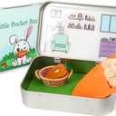 JULEASEL Little Pocket Bunny, Easter Basket Stuffer, Easter Gifts for Kids, DIY Pet Bunny Adoption, Easter Baskets, Cute Rabbit in Tin Box, Travel Buddy