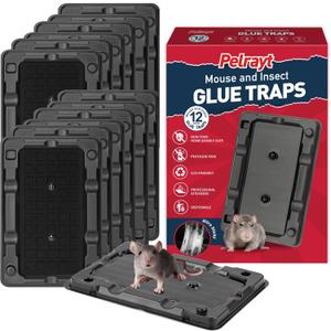 Glue Mouse Traps Indoor for Home -12 Pack Sticky MouseTraps Indoor for Safe Home Pest Control. Pre-Scented, Non-Toxic Glue Boards for Mice, Mouse & & Insects. Easy to Use