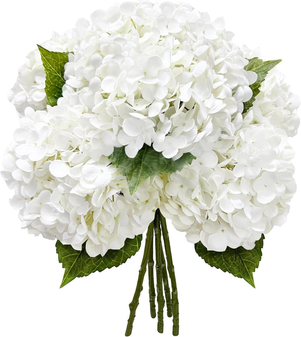 Yatim 21In White Artificial Hydrangea Flowers with Stems 5 Pcs
Real Touch Hydrangeas, Full Latex Petals, for Home DIY Floral Arrangements Wedding Outdoor Decor