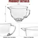 Double-layer Thickened Glass Mixer Bowl For Kitchenaid Tilt-Head Stand Mixers 4.5-5 Quart, 5Qt Mixing Bowl Replacement For Kitchenaid with Measurement Markings & Handle