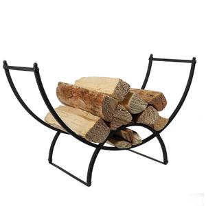 Juvale 3-Foot Curved Firewood Rack for Indoor Outdoor (Black)
